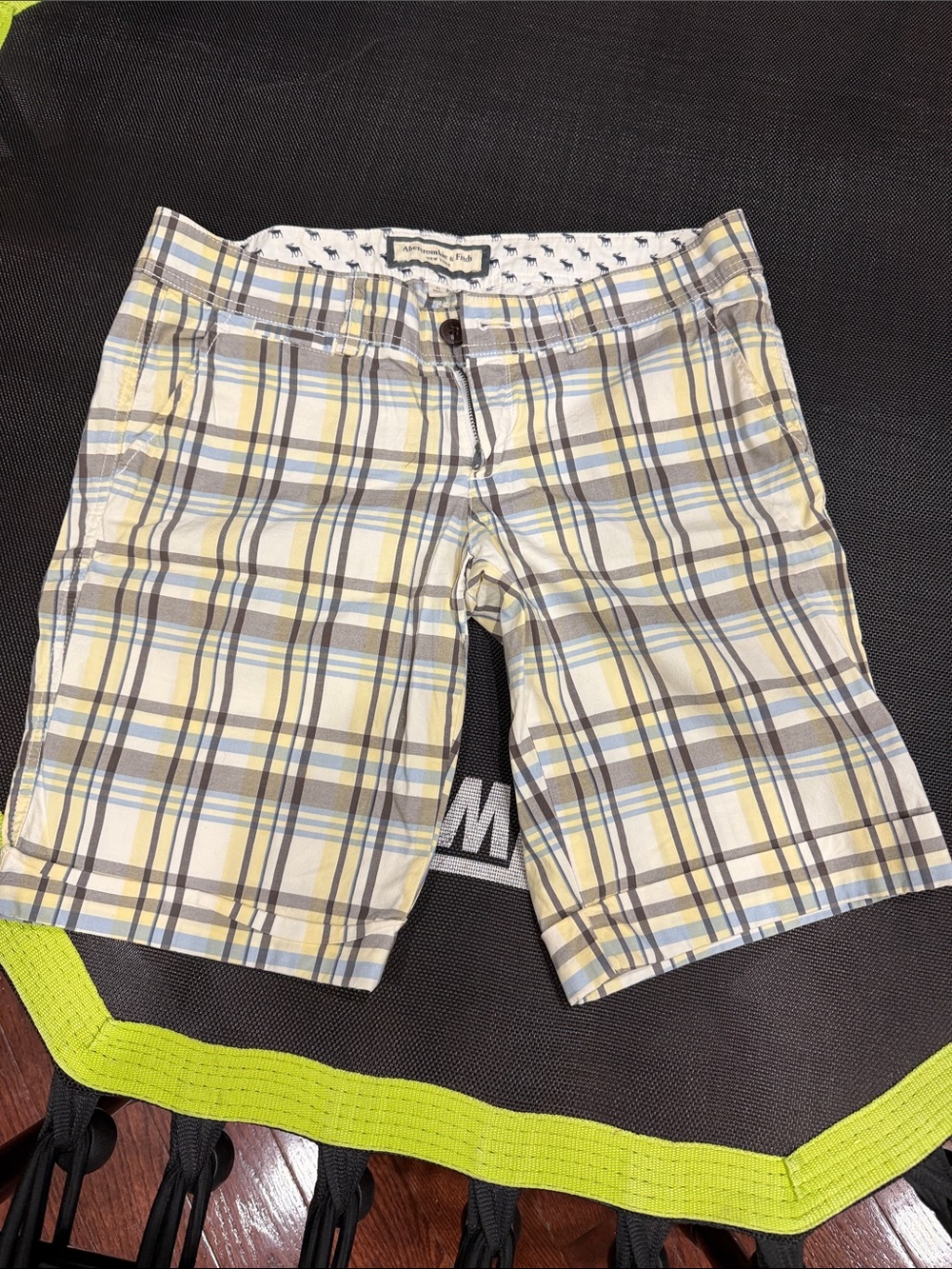 Woman’s  Plaid Cotton Shorts - Yellow & Gray